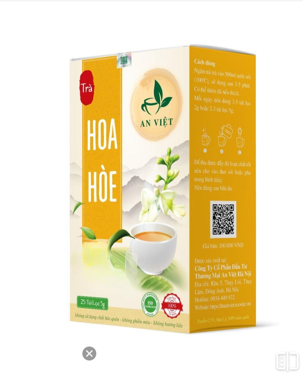 Trà Hoa Hòe An Việt 25 túi lọc 5 gam